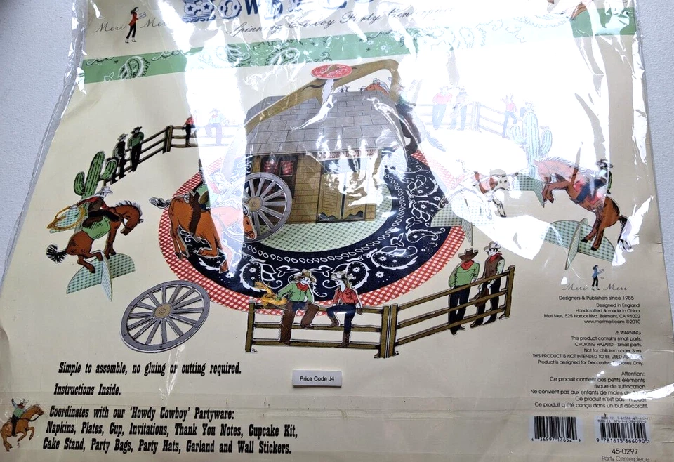 Howdy Cowboy Birthday Party Table Spinning Centerpiece Decoration New - Image 3 of 4