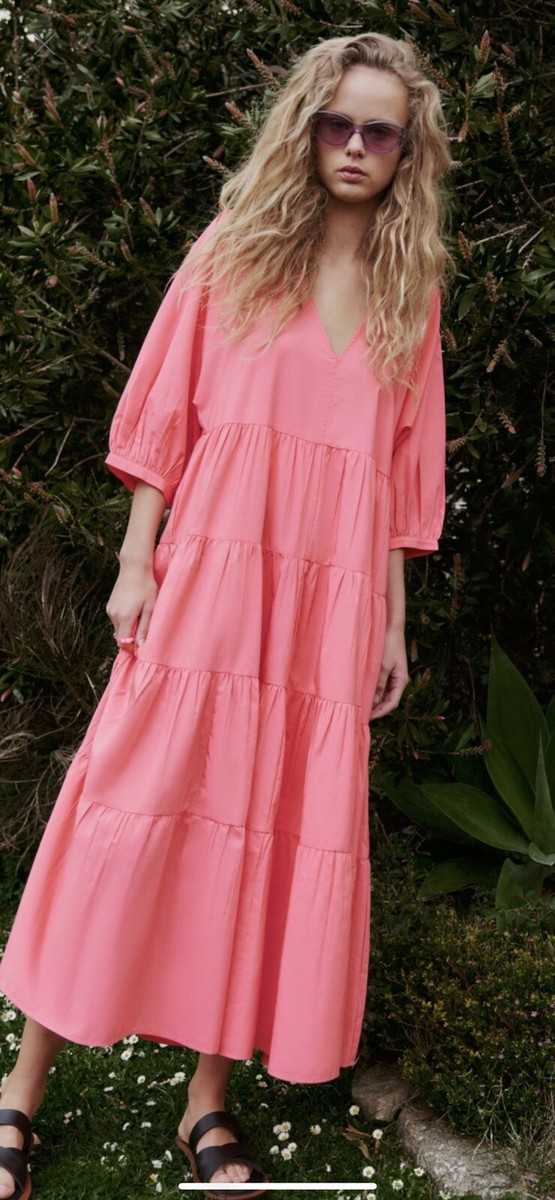 pink poplin dress zara ZARA WOMAN NWT SS22 LIGHT PINK POPLIN MIDI DRESS 7736/210