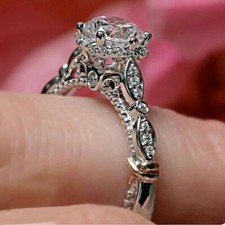 1.50Ct White Round Cut CZ Stone Vintage Engagement Ring in 925 Sterling Silver