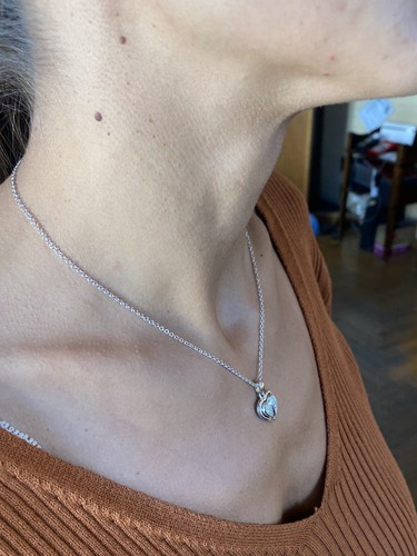 COLLANA CUORE IN ORO BIANCO 18kt. CON DIAMANTI NATURALI BRILLANTI - Foto 3 di 6