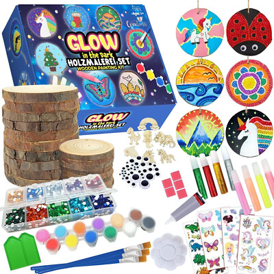 Holzscheiben Malset DIY Kreatives Bemalen Set für Kinder Bastelset Kunst Basteln