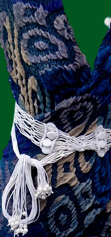 Macrame Tie Tasselled White Beaded Bohemian    Retro Styled Decorative New Belt. - Image 4 of 4