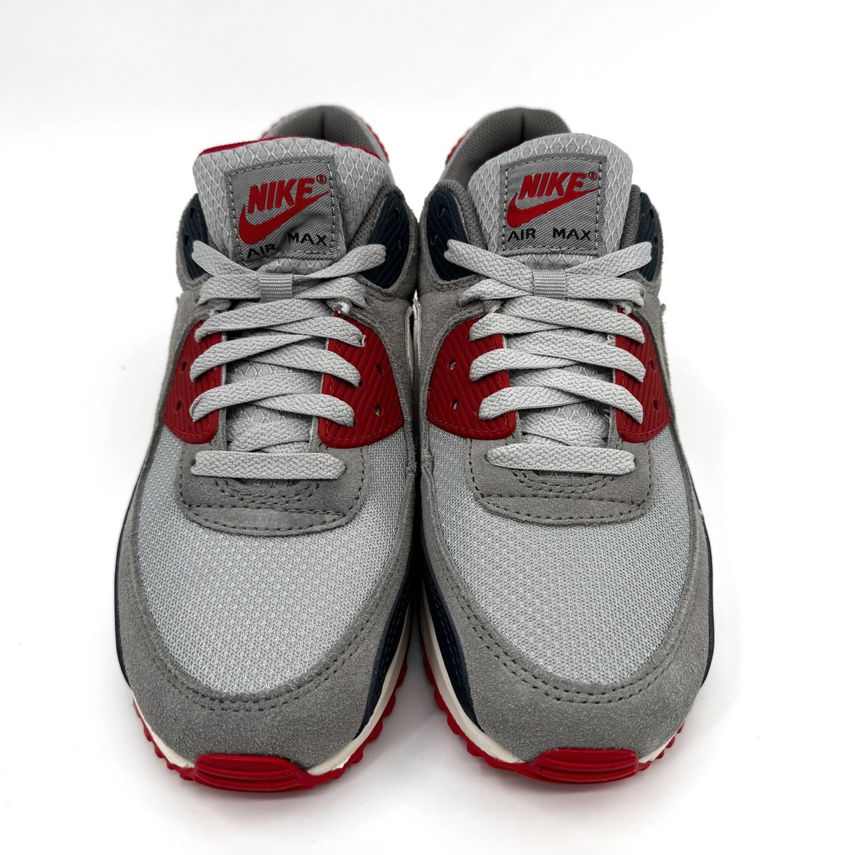 Nike Air Max 90 Grey Navy Red Light Smoke Grey Phantom Mens