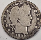 《Silver》1895-o  USA BARBER QUARTER -- .1808 OZ of SILVER!!!