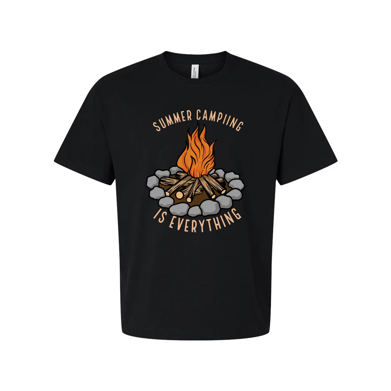 Unisex Outdoor Camping T Shirt With Campfire Illustration Graphic Tee For Outdoo
