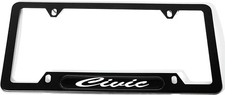 Black Civic License Plate Frame Cover Stainless Steel For Honda W Screws