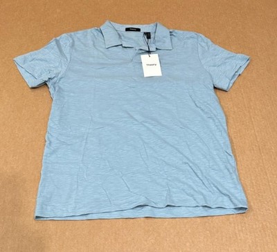 Authentic Men's Theory Willem Polo in Fading Cosmos Slub Cotton MSRP $85.00