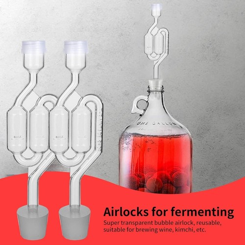 Bubble Airlock Set, 4 Airlocks For Fermenting, 4 Drilling #6 Stoppers And 8 Used - Picture 7 of 12