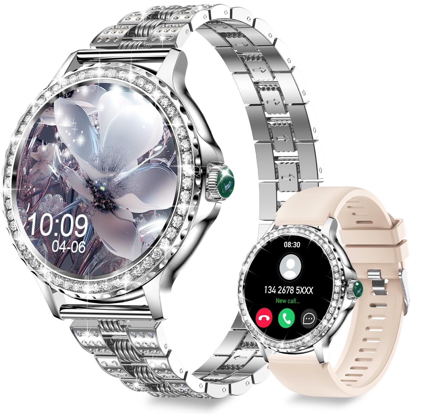 Elegant Smartwatch for Women with Diamonds 1.3 HD Bluetooth Call Function