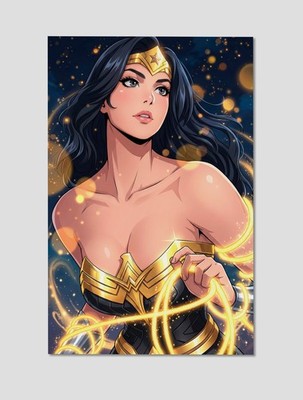 Wonder Woman Print Poster Gold Lasso Premium Giclee DC Comics Wall Art 11'' x 17''