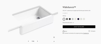 Kohler Whitehaven 35-3/4 undermount single-bowl farmhouse kitchen sink 6489-0