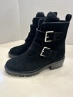 Paige Bridget Women's 9.5 Black Suede Pull On Zip Buckle Casual Ankle Bootie — photo 2