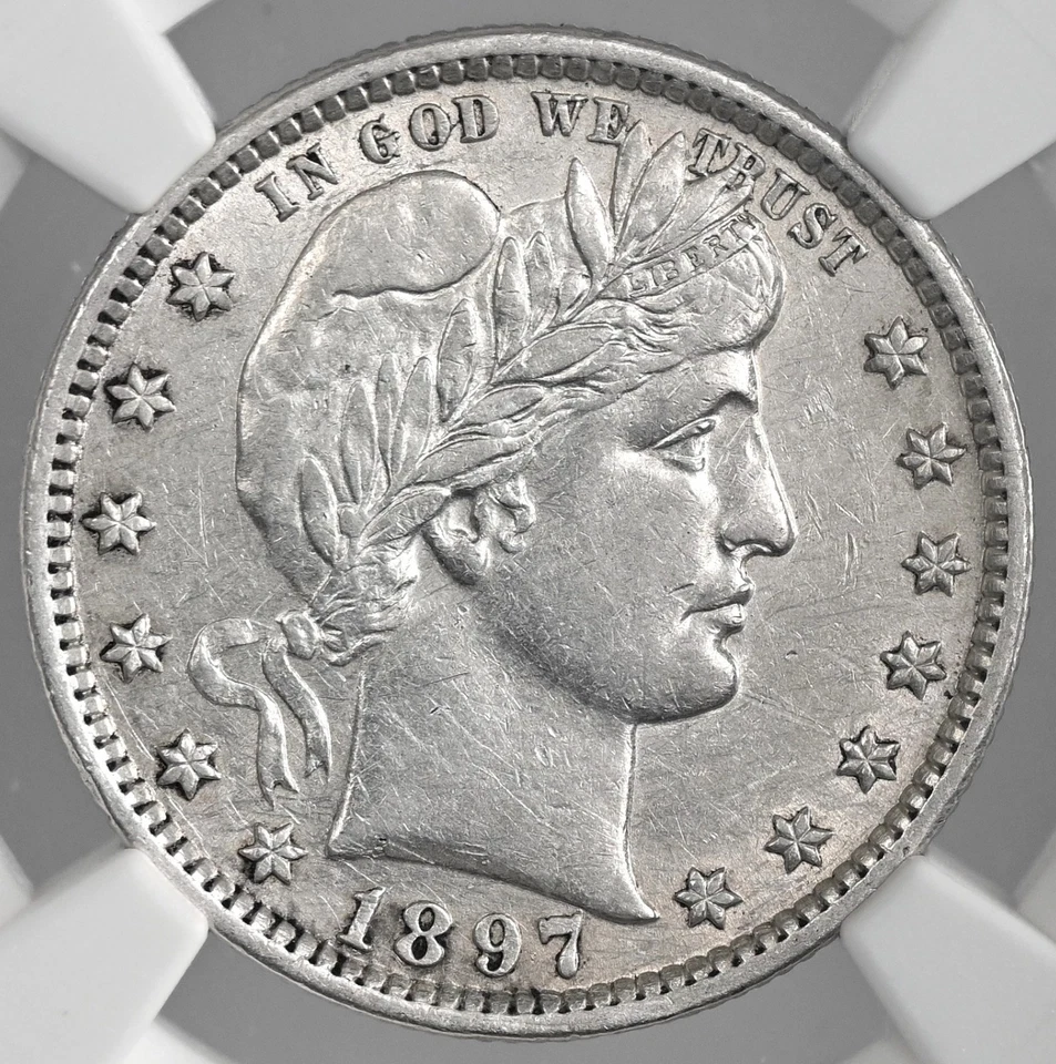 1897-P 25C BARBER SILVER QUARTER NGC AU DETAILS "CLEANED" #8405236-027 - Image 2 of 4