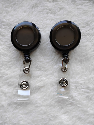 Retractable Badge Id Clip On Holder Black Plain Add Your Own Design
