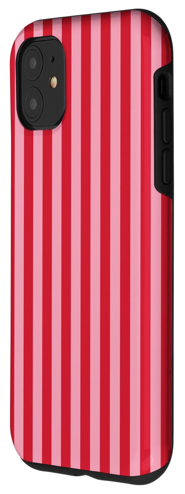 Coque à rayures roses et rouges pour iPhone 15 en silicone chic