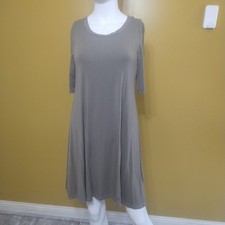 Cupio 3/4 Sleeve Brown Gray Shirt Dress XS Boho