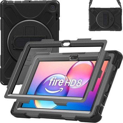 Hülle für Fire HD 8 & 8 Plus Tablet Case (12./10. Gen, 2024/2022/2020), 360° Rota