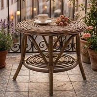 "Rattan Tisch \"Koboo Grey\" Rund, Grau, Ø 65 Cm Wohnzimmer Beistell Couch"