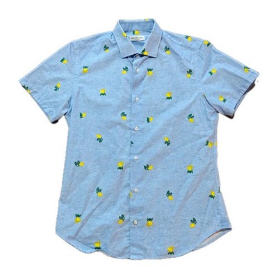 NeroSfumato Positano Men's M Lemon Print Shirt 100% Cotton Vacation Italain