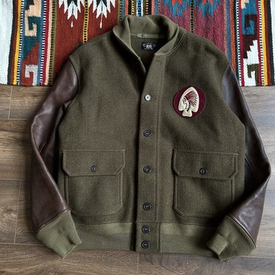 Ralph Lauren RRL Double RL (L) Ross Wool & Leather Varsity Jacket Bomber Western
