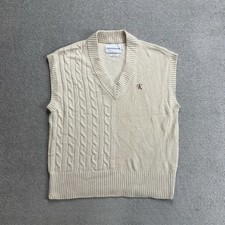 CALVIN KLEIN Giubbotto Uomo Pullover XS Lana Maglione Maglia Jumper 10005 Beige