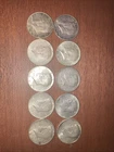 1964 Lot Of 10 Kennedy Half Dollars 90% Silver Circulated