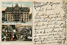 Postcard Munich City Hall Ratskeller litho 1898