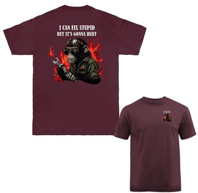 I Can Fix Stupid But It'S Gonna Hurt Funny Mechanic Monkey  T-shirt