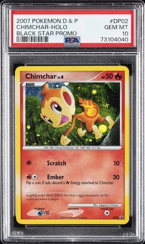 2007 POKEMON DIAMOND & PEARL BLACK STAR PROMO #DP02 CHIMCHAR-HOLO PSA 10