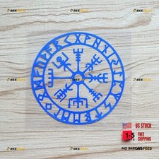 Odin Norse Vegvisir Runic Compass Decal Sticker - Blue - 4 Inches