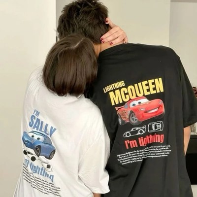 Lightning Mcqueen and Sally Cars T-shirts for Couples Matching