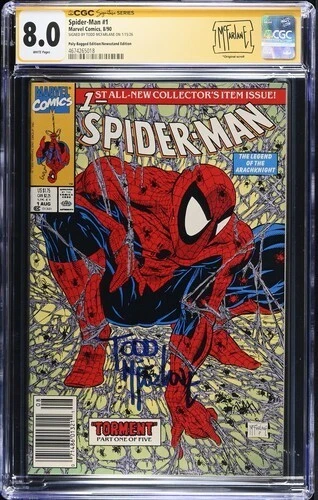 Amazing Spider-Man #1 CGC 8.0 SS McFarlane Signed Poly-Bag Newsstand Lizard Key