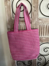 CAPELLI STRAWORLD INC PRETTY PINK TOTE WITH SUBTLE STRIPES POLYESTER BA488 MINT