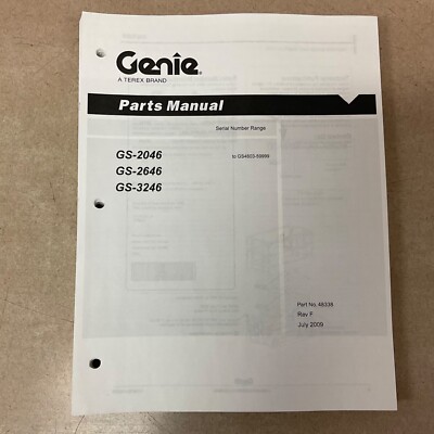 Genie GS-2046/2646/3246 PARTS MANUAL BOOK CATALOG SCISSOR PLATFORM