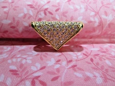 Gold Tone Triangle Slide Pendant Pave Crystal Rhinestone  / U