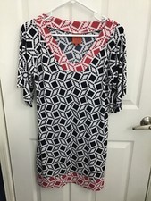 Tracy Negoshian  Dress Multi-Color Geometric 70's Retro Hippy Print Dress Small