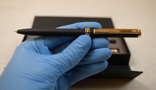Vintage Set of SENATOR Fountain Pen & Rollerball Roller Pen Boxed Black Gold - Picture 2 of 9