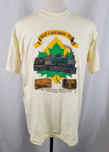 Vintage Mid-Continent Railway T-Shirt XL Screen Stars Single Stitch, Deadstock - Picture 2 of 6