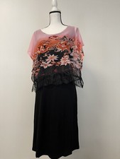 Harmony Shift Dress Womens 14 Floral Short Sleeve Black Round Neck N104