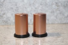 Vintage Mid Century Copper Tone Aluminum Salt & Pepper Shakers 2" MADE IN USA