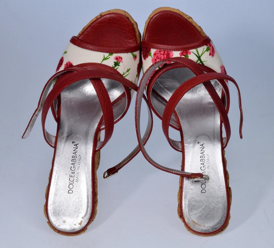 SANDALIAS CUÑA PLATAFORMA CUERO CORCHO REAL DOLCE & GABANNA EN CAJA TALLA 37 Foto 4 de 4