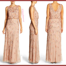 NEW $379 Adrianna Papell Embellished Blouson Gown in Blush [ Petite 4P ] #M574