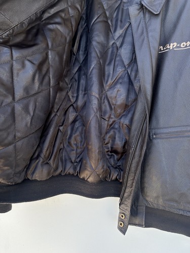 Snap-On Tools Brown Leather Bomber Jacket Coat Quilted Lining MENS Size XL VGUC - Picture 11 of 20