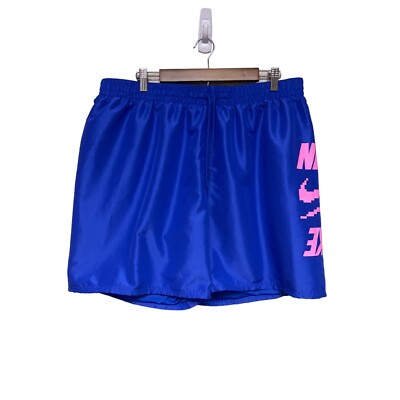 NEW! Nike 7'' Volley Swim Shorts Racer Blue Pink Logo Lightweight Men's Size XXL