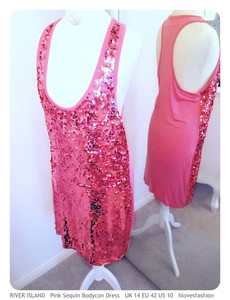 river island pink sequin dress