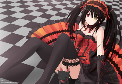 Anime girls date a live tokisaki kurumi cats stockings playmat gaming mat