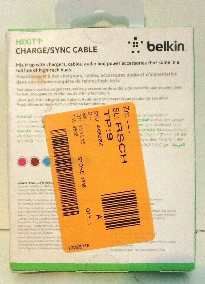 Cable micro USB Belkin MIXIT 4 pies para teléfonos Samsung negro Foto 2 de 3