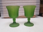 Lot of 2 Olive Gree Pedistal Grape Goblets — photo 1