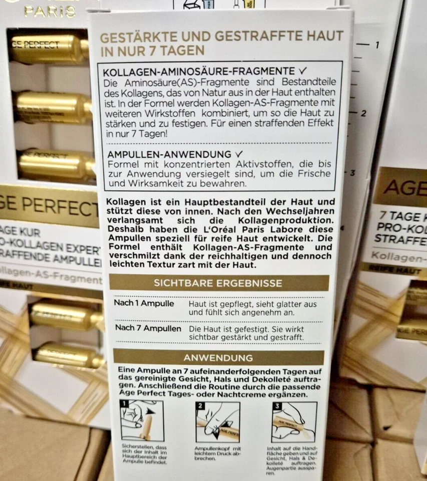 6 x L'Oréal Paris Kollagen straffende Ampullen 7-Tage-Kur reife Haut je 7x1ml - Bild 2 von 2