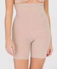 Assets by Spanx Women's High Waist Mid-Thigh Shaping Shorts Nude Sz 4